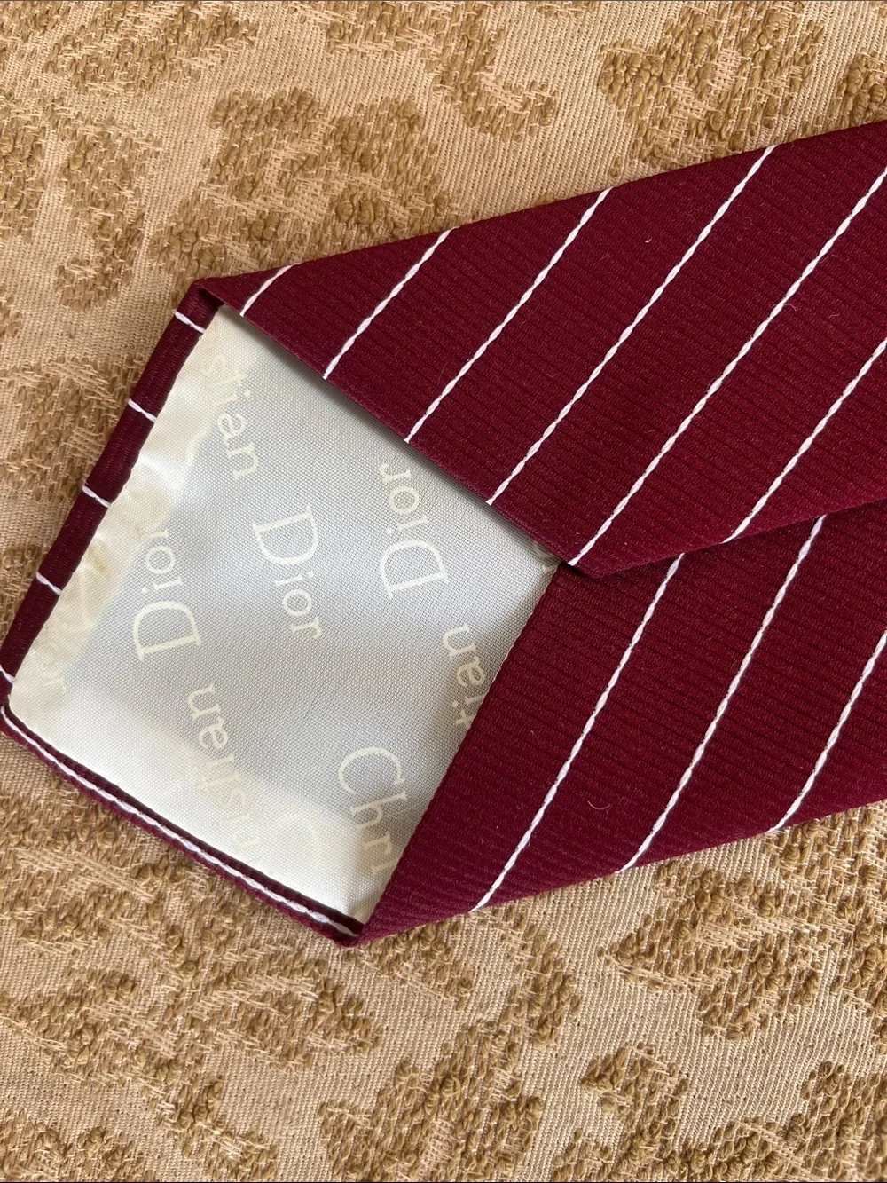 Vintage Christian Dior Burgundy Men’s Striped Neck Tie